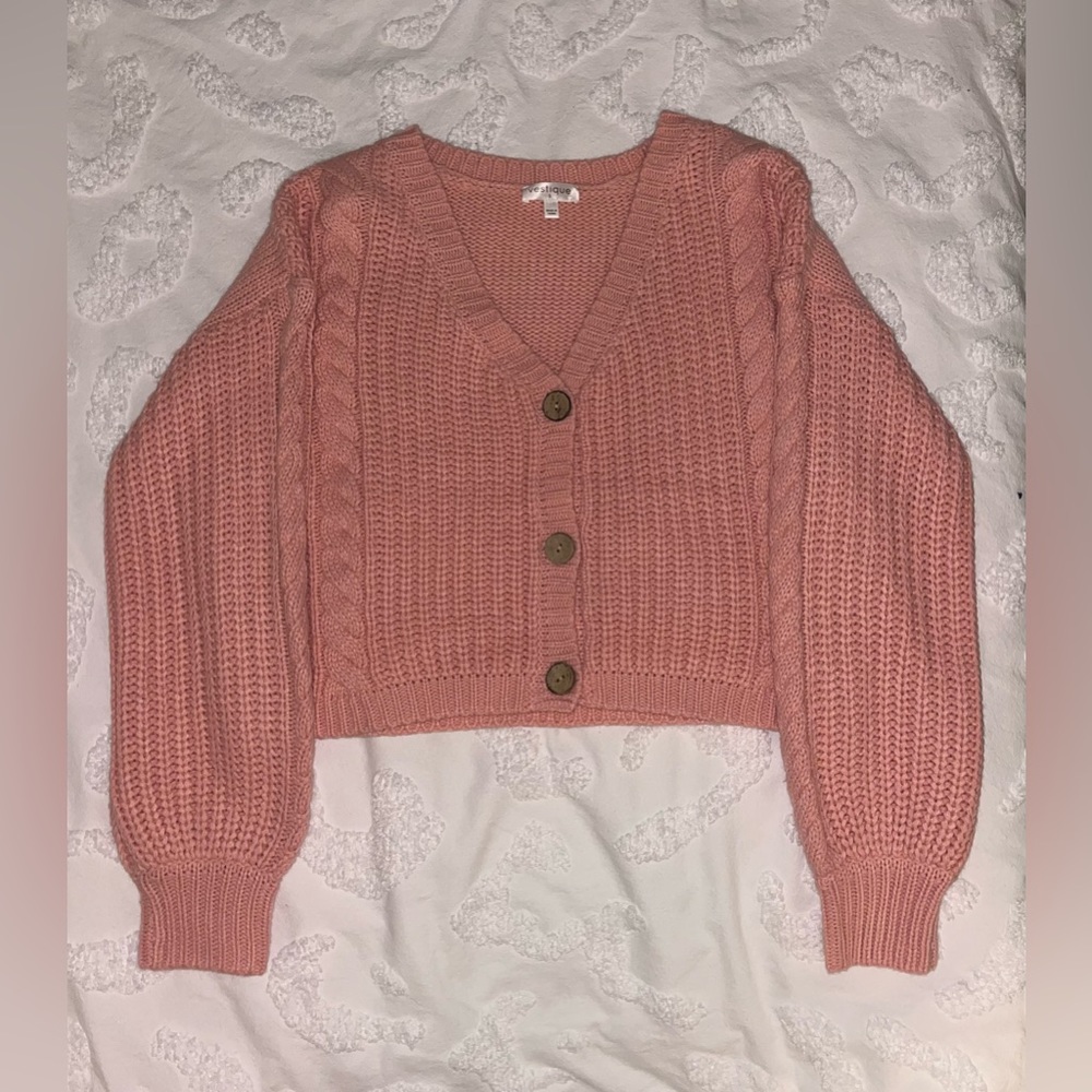 Pink Vestique Cropped Sweater